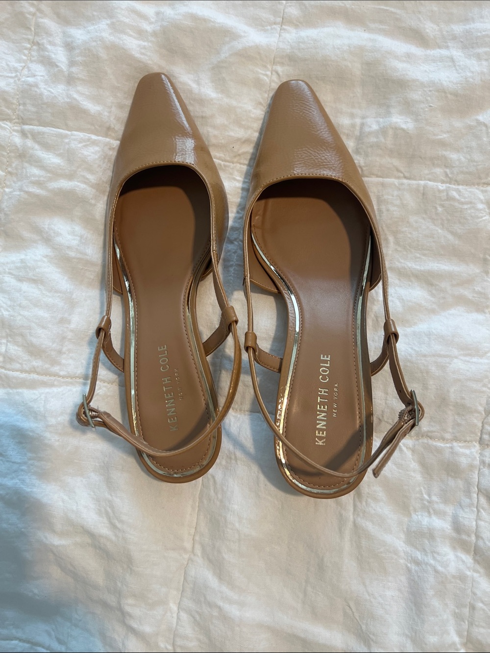 Kenneth Cole Women's Beige Pointed Slingback Flats